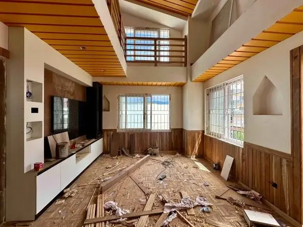 Brick Residence with Timber Interiors: Brick-clad residence with timber stair and interiors, built by HNG, image 2 of 4